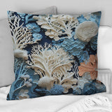 Under Water Blue And White Corals Collage I - Coastal Throw Pillow