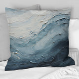 Minimalism Black And Blue Paint Wave II - Coastal Throw Pillow