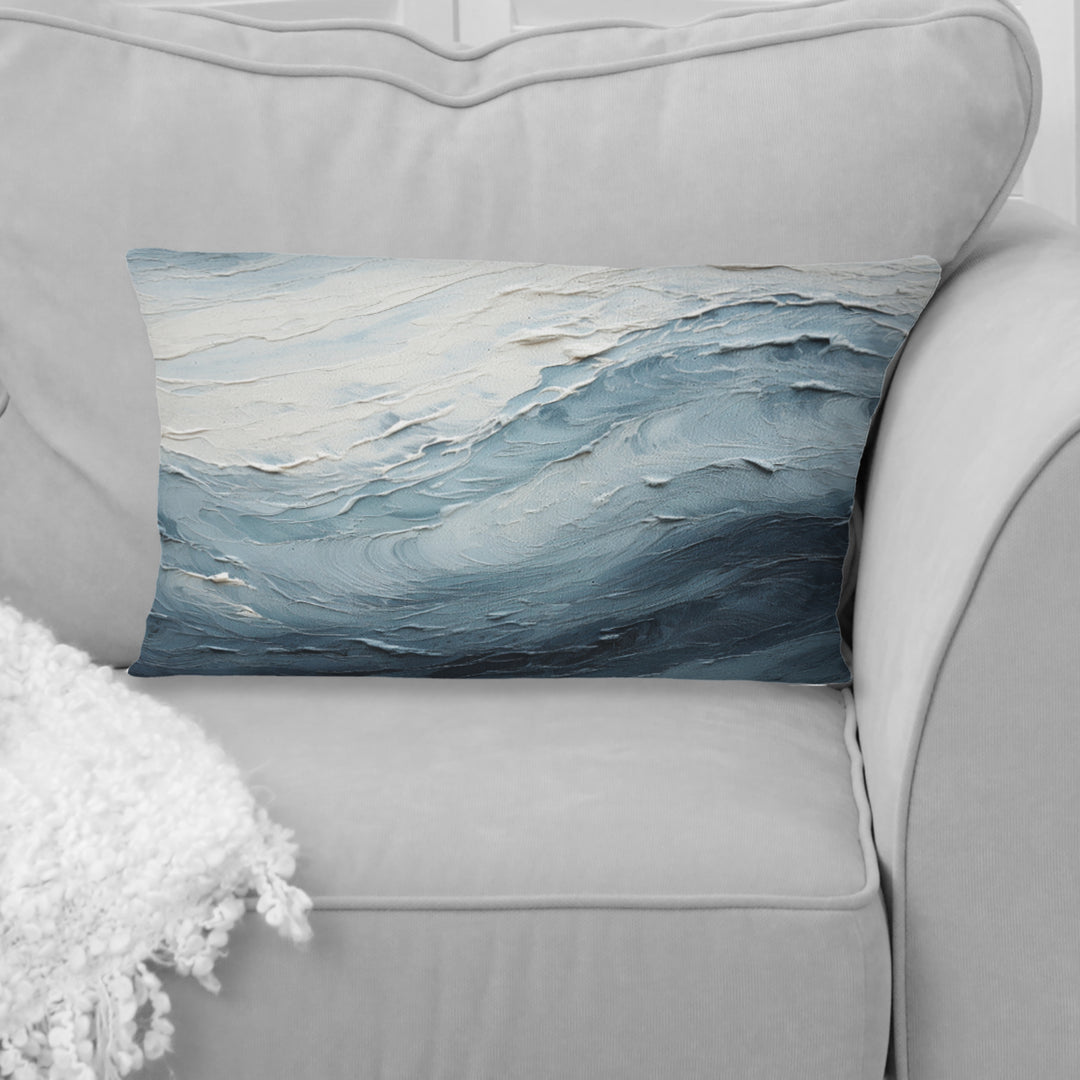 Minimalism Black And Blue Paint Wave II - Coastal Throw Pillow