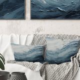 Minimalism Black And Blue Paint Wave II - Coastal Throw Pillow