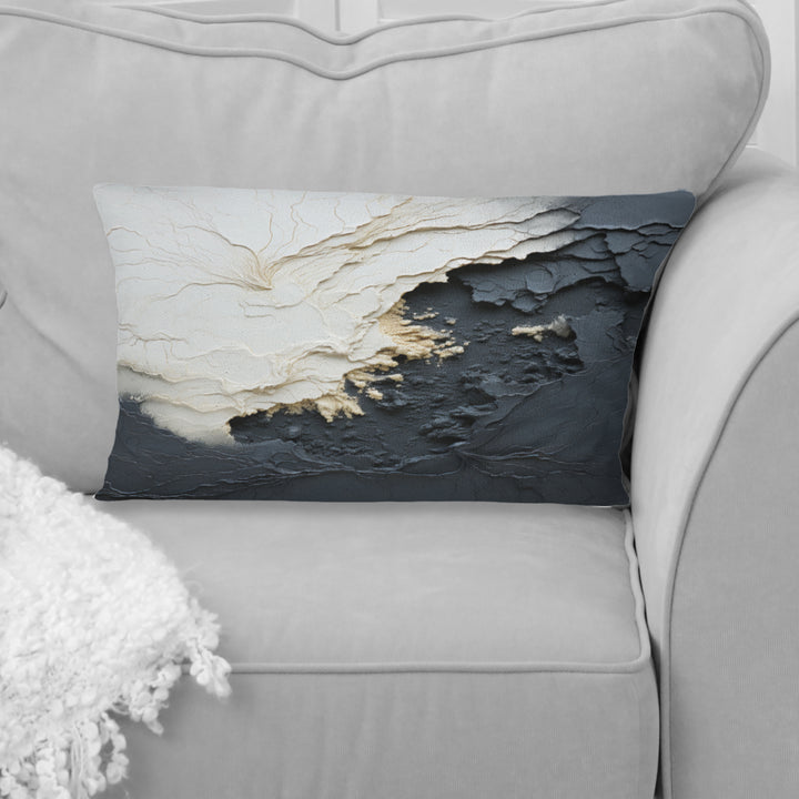 Minimalism Black And White Paint Wave III - Coastal Throw Pillow