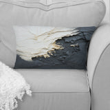Minimalism Black And White Paint Wave III - Coastal Throw Pillow