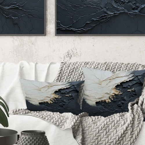 Minimalism Black And White Paint Wave III - Coastal Throw Pillow