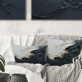 Minimalism Black And White Paint Wave III - Coastal Throw Pillow