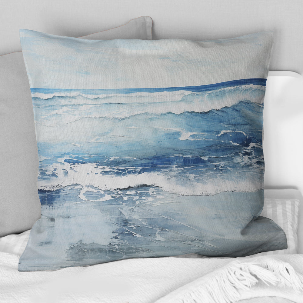 Soft Color Minimal Beach Wave - Coastal Beach Throw Pillow