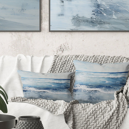 Soft Color Minimal Beach Wave - Coastal Beach Throw Pillow