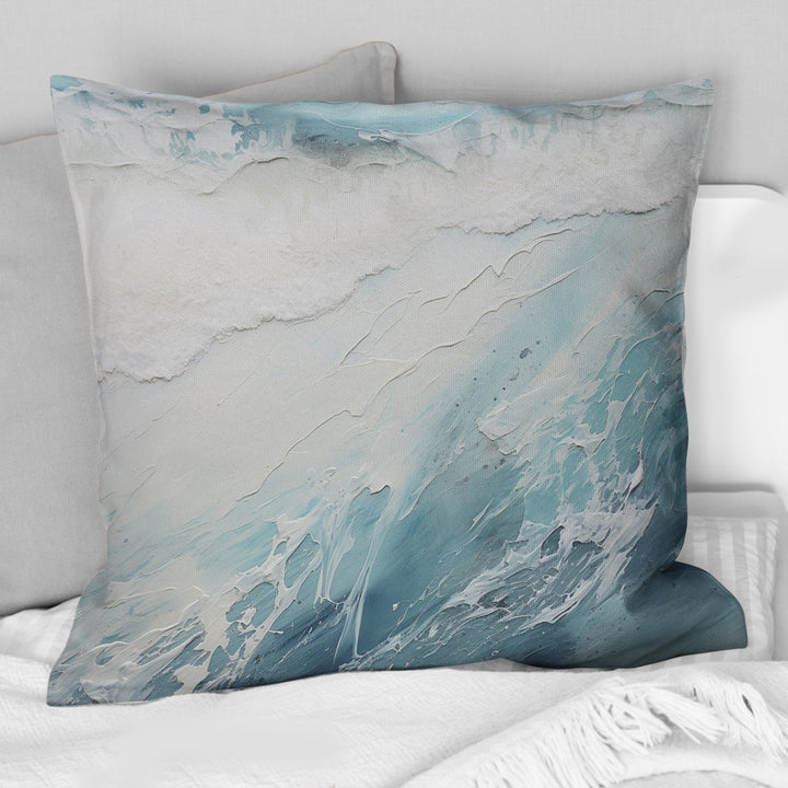 Soft Color Minimal Beach Wave I - Coastal Beach Throw Pillow
