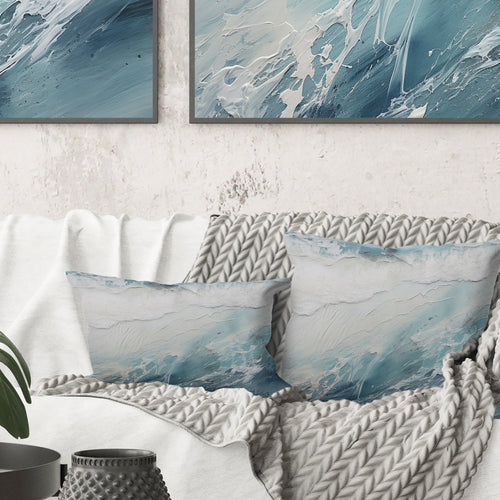 Soft Color Minimal Beach Wave I - Coastal Beach Throw Pillow