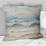 Beige And Blue Coastal Beach Paint - Coastal Beach Throw Pillow