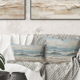 Beige And Blue Coastal Beach Paint - Coastal Beach Throw Pillow