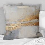 Golden And Beige Abstract Fusion I - Coastal Beach Throw Pillow