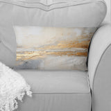 Golden And Beige Abstract Fusion I - Coastal Beach Throw Pillow