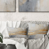 Golden And Beige Abstract Fusion I - Coastal Beach Throw Pillow