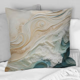 Modern Blue And Beige Sand Aerial View IV - Coastal Beach Sand Throw Pillow