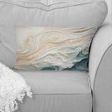 Modern Blue And Beige Sand Aerial View IV - Coastal Beach Sand Throw Pillow