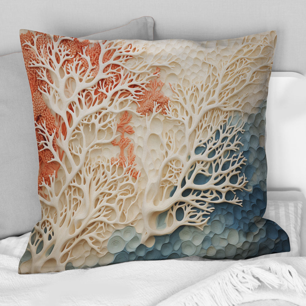 Pink And White Coastal Coral Collage I - Coastal Coral Under Water Throw Pillow