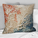 Pink And White Coastal Coral Collage I - Coastal Coral Under Water Throw Pillow