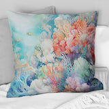 Underwater Coral Symphony II - Coastal Coral Under Water Throw Pillow