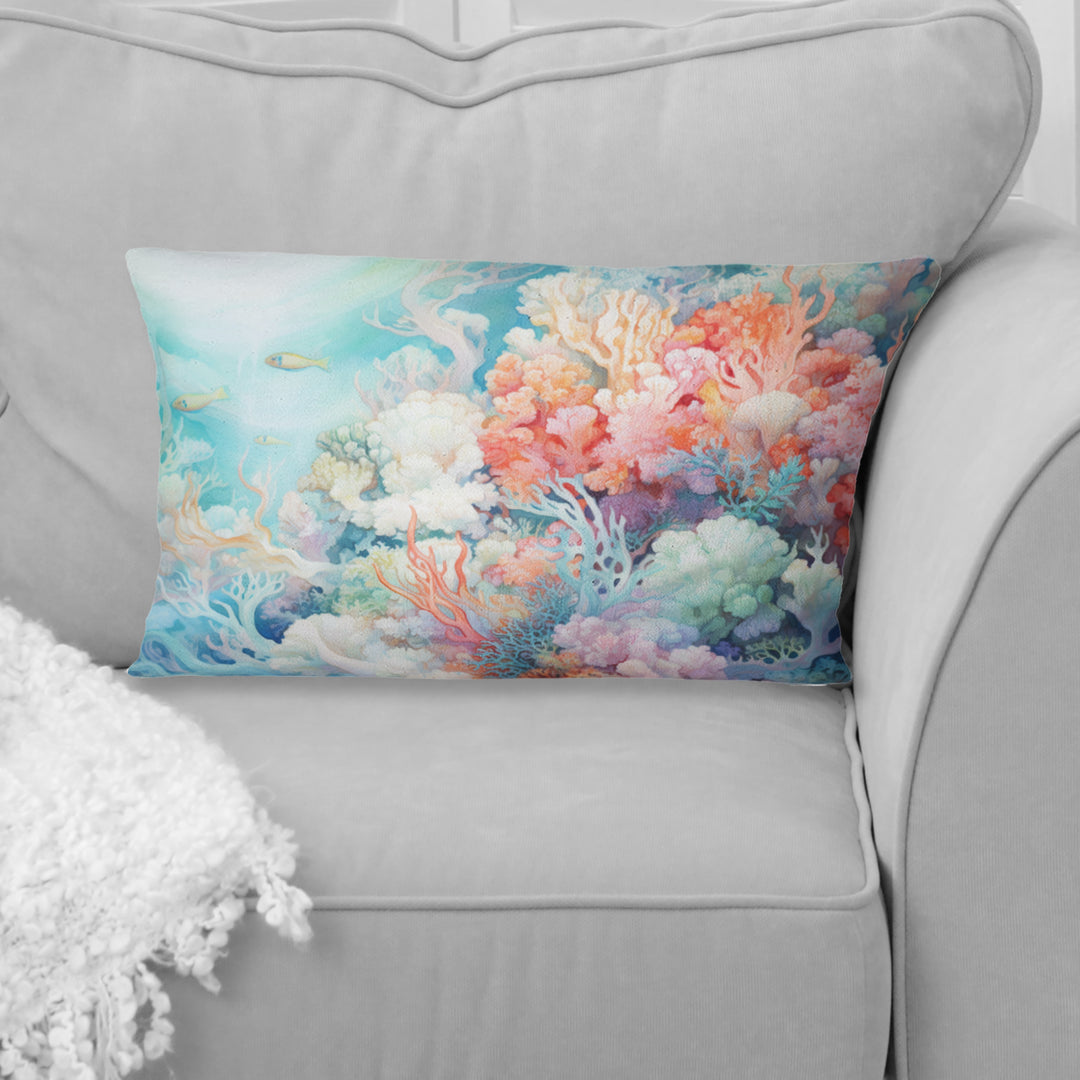 Underwater Coral Symphony II - Coastal Coral Under Water Throw Pillow