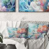 Underwater Coral Symphony II - Coastal Coral Under Water Throw Pillow