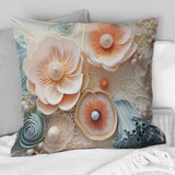 Blue And White Coral Underwater Bouquet I - Coastal Coral Under Water Throw Pillow