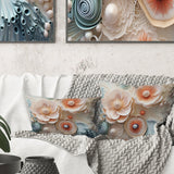 Blue And White Coral Underwater Bouquet I - Coastal Coral Under Water Throw Pillow