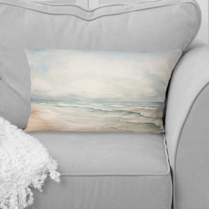 Soft Color Beach Horizon IV - Coastal Minimalism Throw Pillow