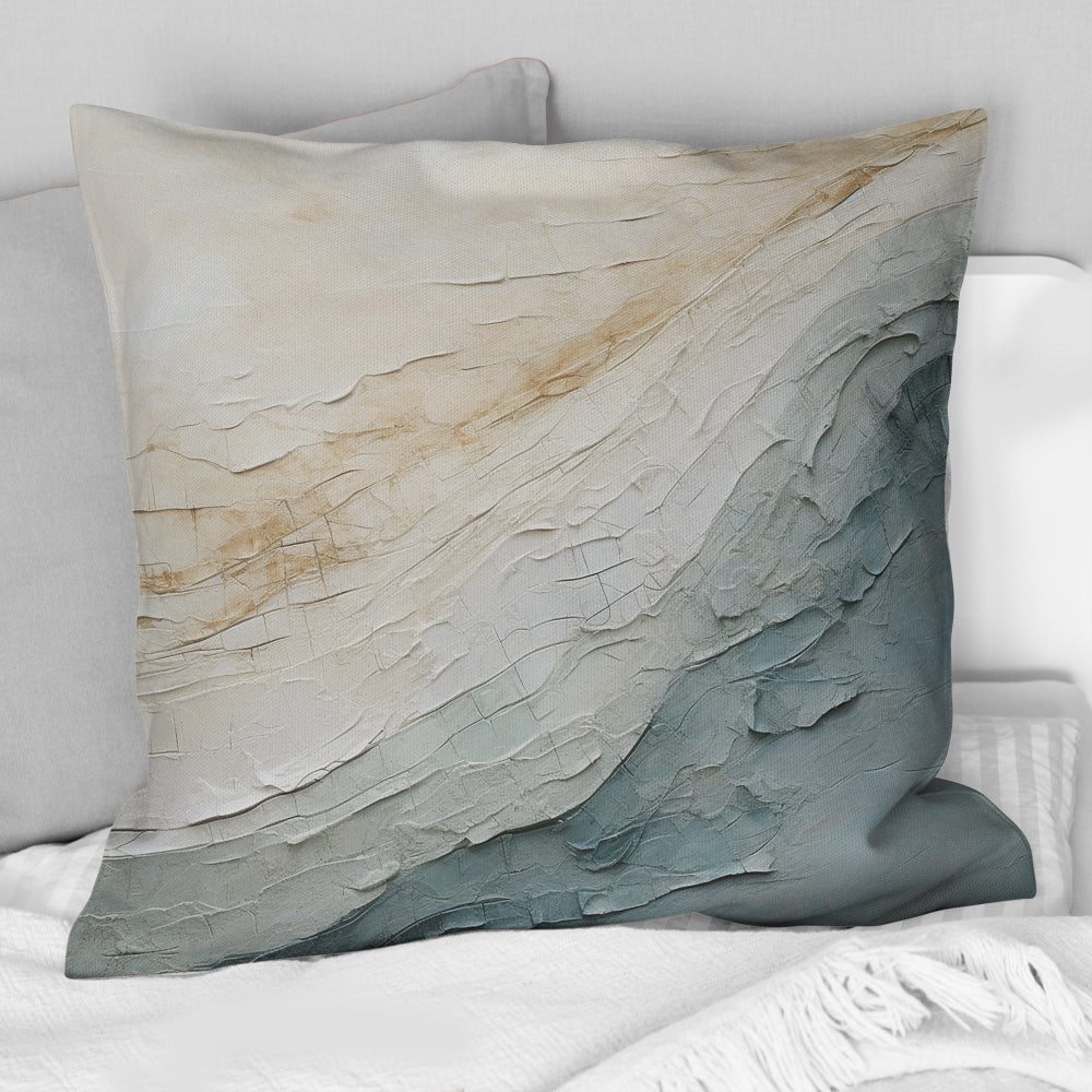 Minimalism Beige And Grey Wave Horizon I - Coastal Minimalism Throw Pillow