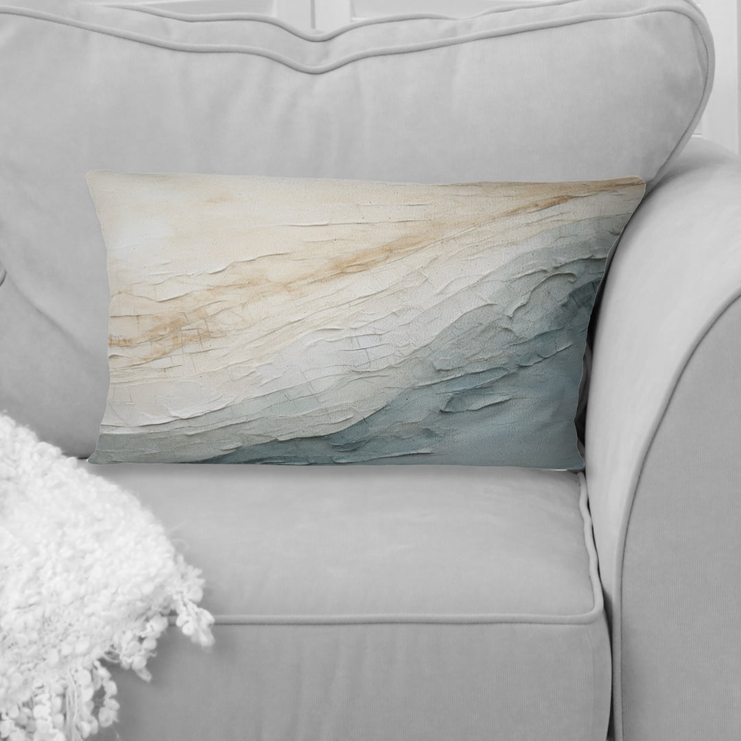 Minimalism Beige And Grey Wave Horizon I - Coastal Minimalism Throw Pillow