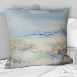 Coastal Ocean Charm In Winter - Coastal Ocean Throw Pillow