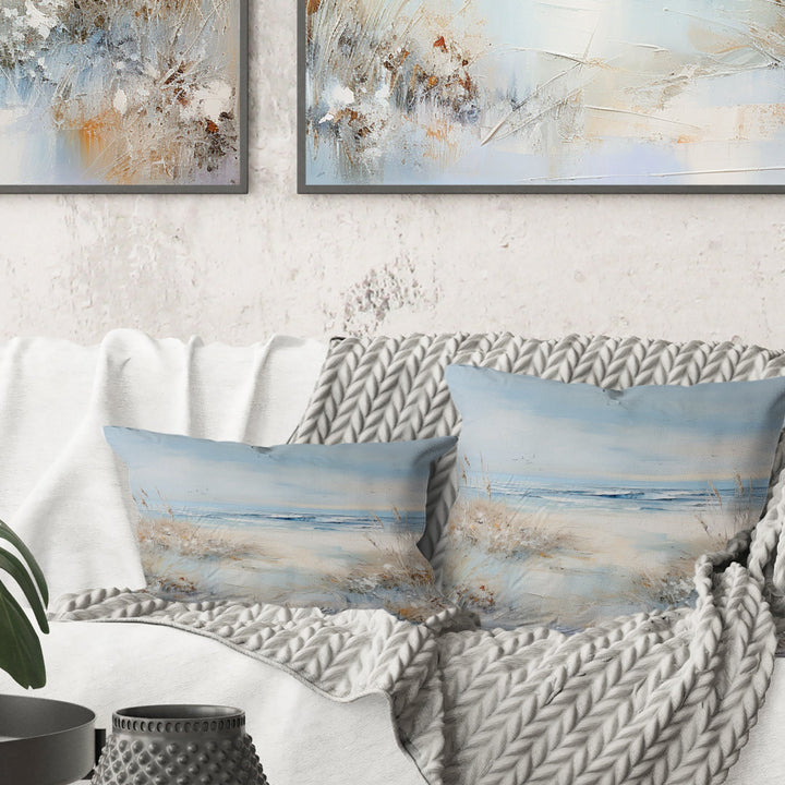 Coastal Ocean Charm In Winter - Coastal Ocean Throw Pillow