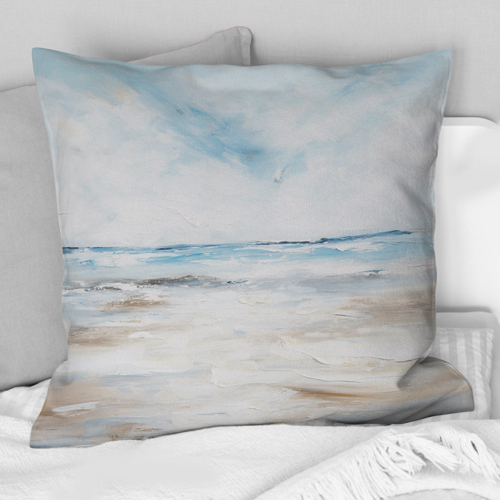 Coastal Beach Minimal Scenery I - Coastal Ocean Throw Pillow