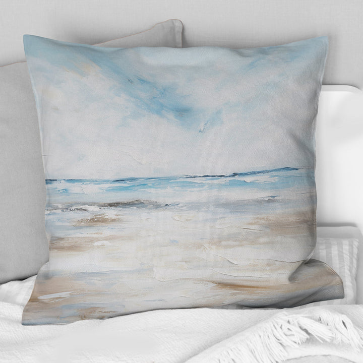 Coastal Beach Minimal Scenery I - Coastal Ocean Throw Pillow