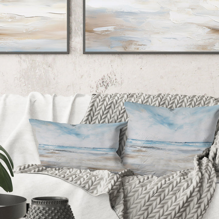 Coastal Beach Minimal Scenery I - Coastal Ocean Throw Pillow