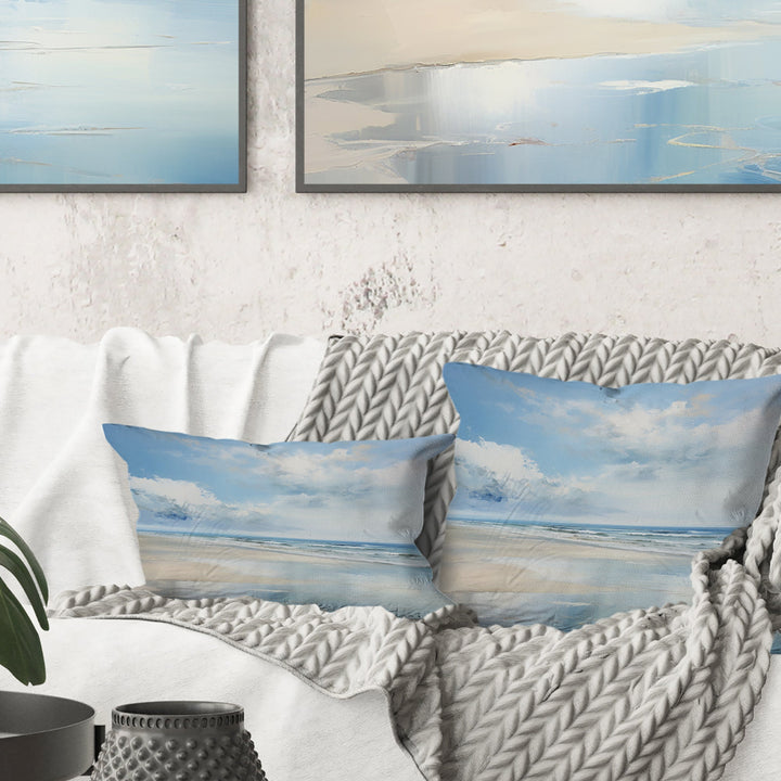 Coastal Beach Minimal Scenery II - Coastal Ocean Throw Pillow