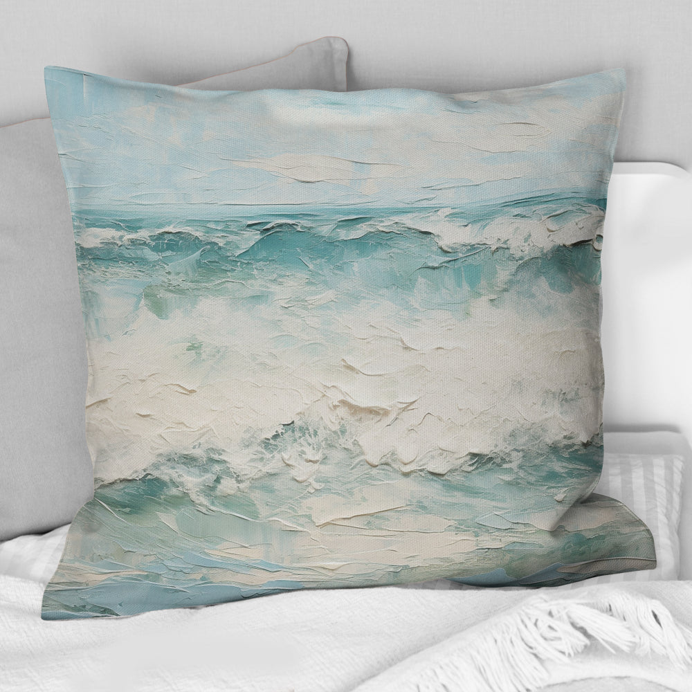 Minimalism Wave Horizon I - Coastal Ocean Throw Pillow
