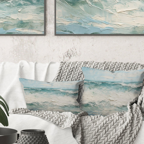 Minimalism Wave Horizon I - Coastal Ocean Throw Pillow