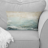 Modern Coastal Beige And Blue River I - Coastal Ocean Throw Pillow