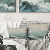 Modern Coastal Beige And Blue River I - Coastal Ocean Throw Pillow