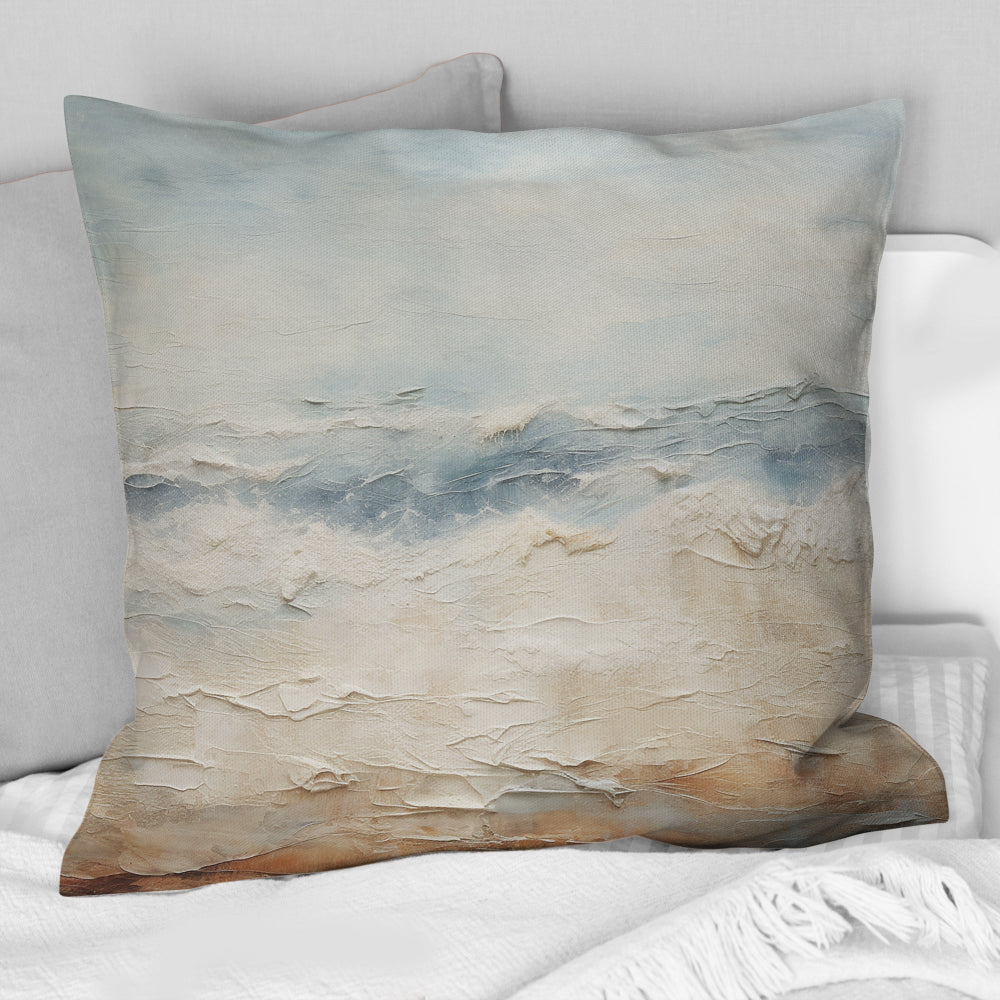 Modern Coastal Beige And Grey River - Coastal Ocean Throw Pillow