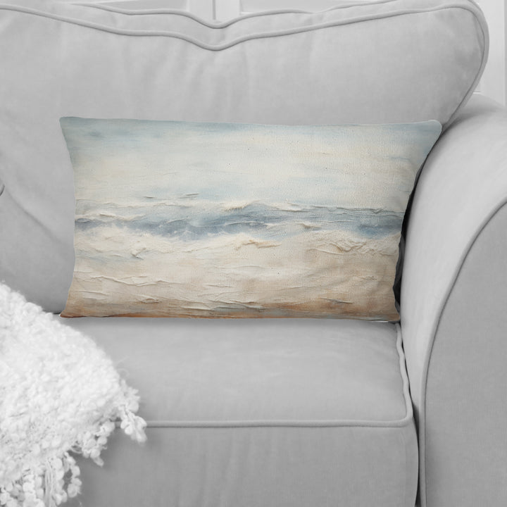 Modern Coastal Beige And Grey River - Coastal Ocean Throw Pillow