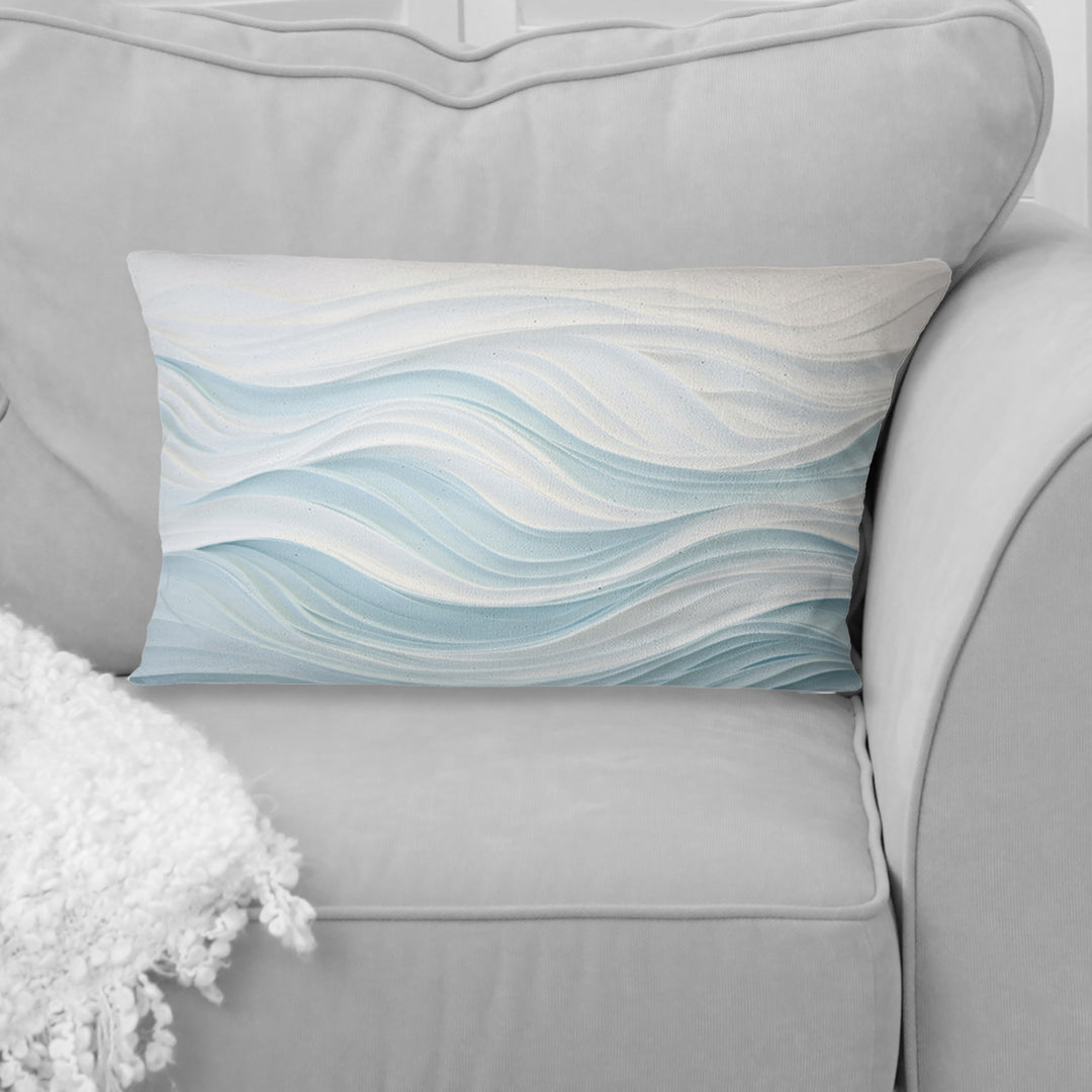 Blue And White Simplicity Wave - Abstract Marble Throw Pillow