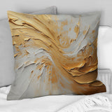 Gold And Beige Soft Wave Paint - Abstract Shapes Throw Pillow