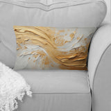 Gold And Beige Soft Wave Paint - Abstract Shapes Throw Pillow