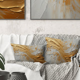 Gold And Beige Soft Wave Paint - Abstract Shapes Throw Pillow
