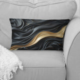 Gold And Black Soft Wave Fusion - Abstract Shapes Throw Pillow