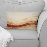 Gold And Red Soft Wave Fusion - Abstract Shapes Throw Pillow