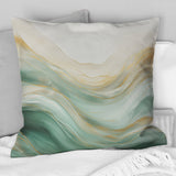 Gold And Green Soft Wave Fusion I - Abstract Shapes Throw Pillow
