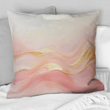 Gold And Pink Soft Wave Fusion II - Abstract Shapes Throw Pillow