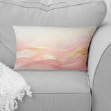 Gold And Pink Soft Wave Fusion II - Abstract Shapes Throw Pillow